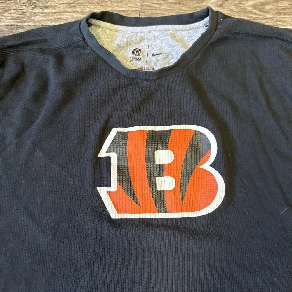 Nike Cincinnati Bengals Long Sleeve Thermal Shirt Men’s Large Black Swoosh